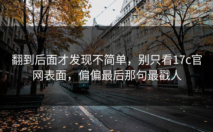 翻到后面才发现不简单，别只看17c官网表面，偏偏最后那句最戳人