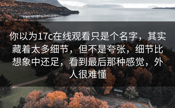 你以为17c在线观看只是个名字，其实藏着太多细节，但不是夸张，细节比想象中还足，看到最后那种感觉，外人很难懂