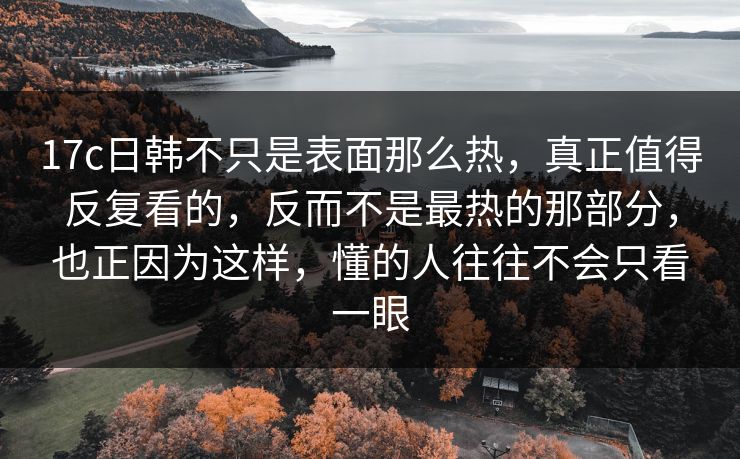 17c日韩不只是表面那么热，真正值得反复看的，反而不是最热的那部分，也正因为这样，懂的人往往不会只看一眼