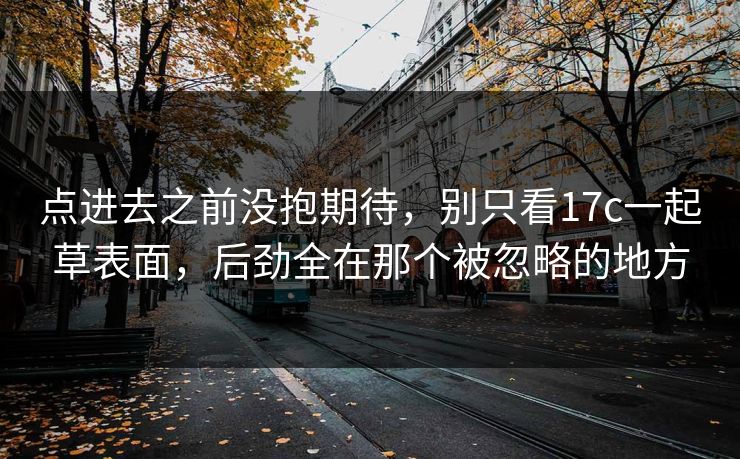点进去之前没抱期待，别只看17c一起草表面，后劲全在那个被忽略的地方
