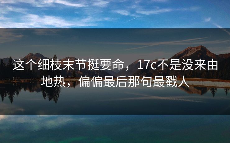 这个细枝末节挺要命,17c不是没来由地热,偏偏最后那句最戳人 这个细枝末节挺要命,17c不是没来由地热,偏偏最后那句最戳人