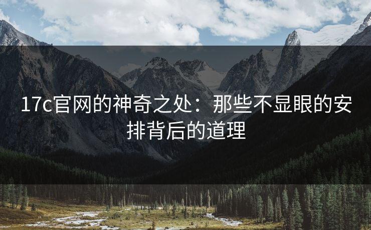 17c官网的神奇之处：那些不显眼的安排背后的道理