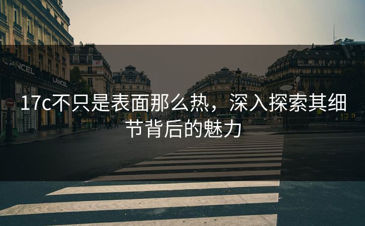 17c不只是表面那么热，深入探索其细节背后的魅力