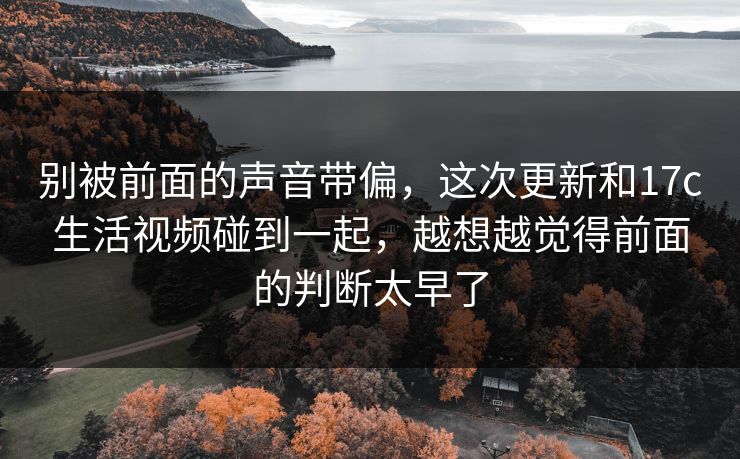 别被前面的声音带偏，这次更新和17c生活视频碰到一起，越想越觉得前面的判断太早了